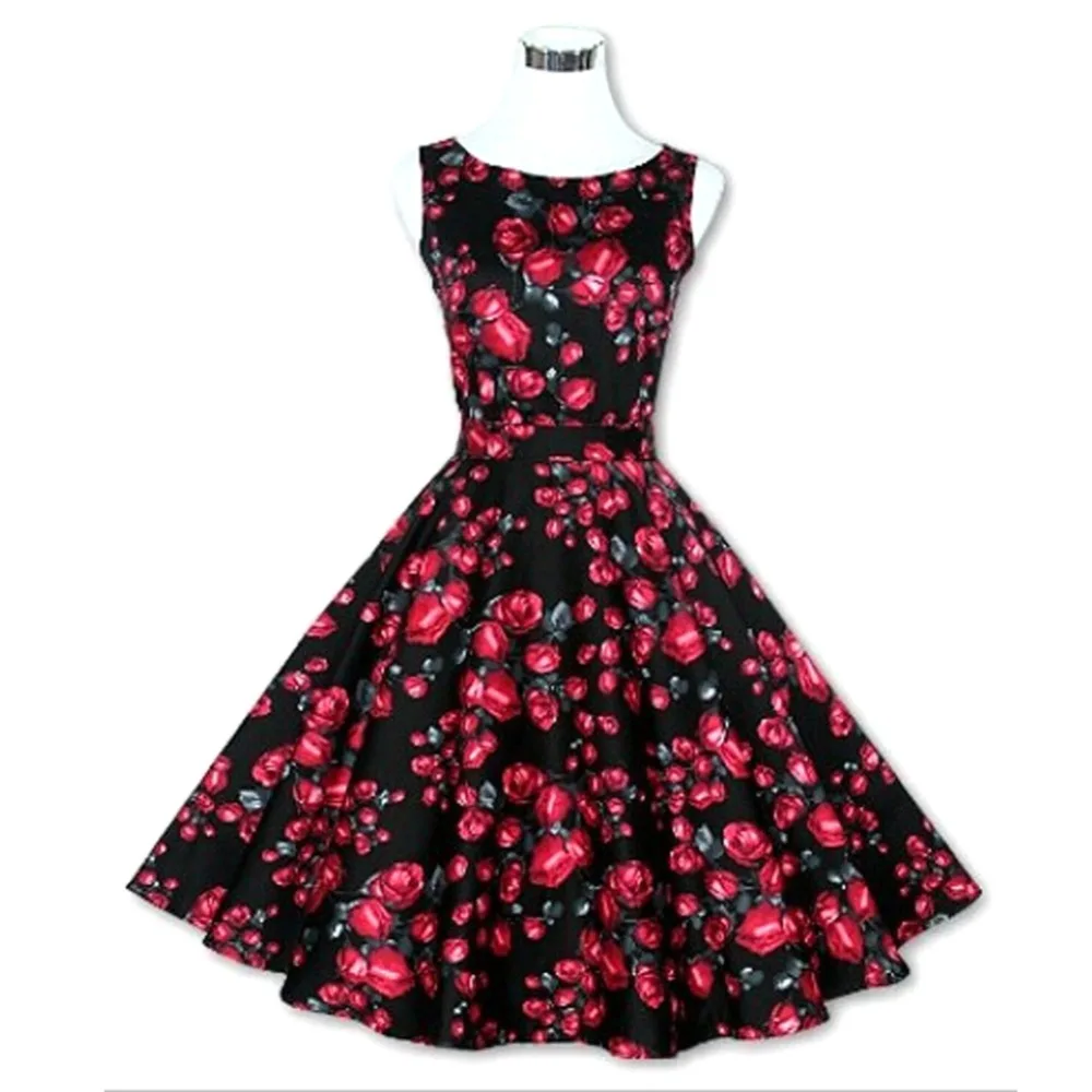 Женское сексуальное винтажное платье-пачка в цветочек 50s 60s Rockabilly облегающее