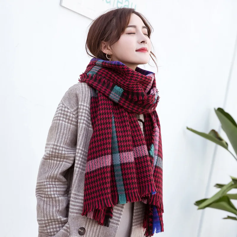 Женский теплый шарф мягкий толстый в полоску для осенне зимнего сезона| |