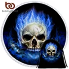 Постельные принадлежности, круглые пляжные полотенца с черепом, 3D огненное пламя, микрофибра, Большое банное полотенце, одеяло для пикника, готический Коврик для йоги 150 см