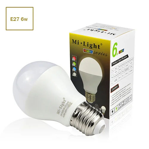 1pcs E27 6w bulbs E27, 6 Вт, 9 Вт RGB+ с регулируемой яркостью светодиодный лампа mi. свет лампы AC85-265V умный светодиодный свет Беспроводной Управление 2,4G RF Управление; mi light lampara - Испускаемый цвет: 1pcs E27 6w bulbs