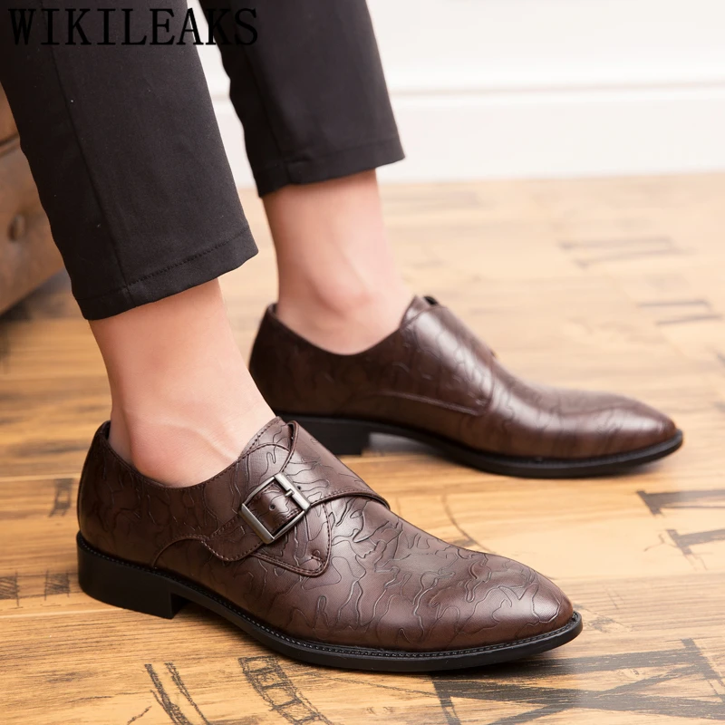 Туфли мужские с пряжкой Классические деловые кожаные итальянские дизайнерские