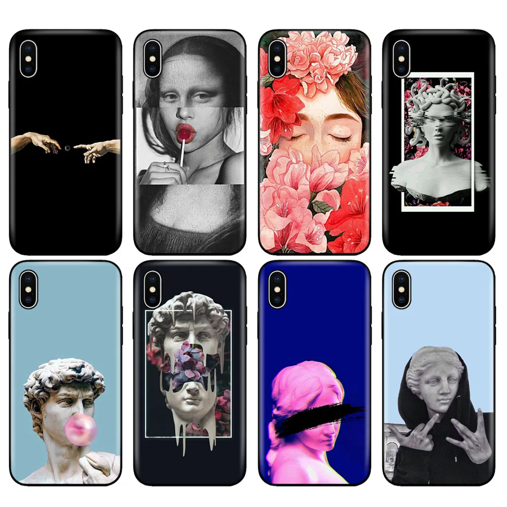 Черный ТПУ чехол для iphone 5 5s se 6 6s 7 8 plus x 10 силиконовый XR XS 11 pro MAX винтажная