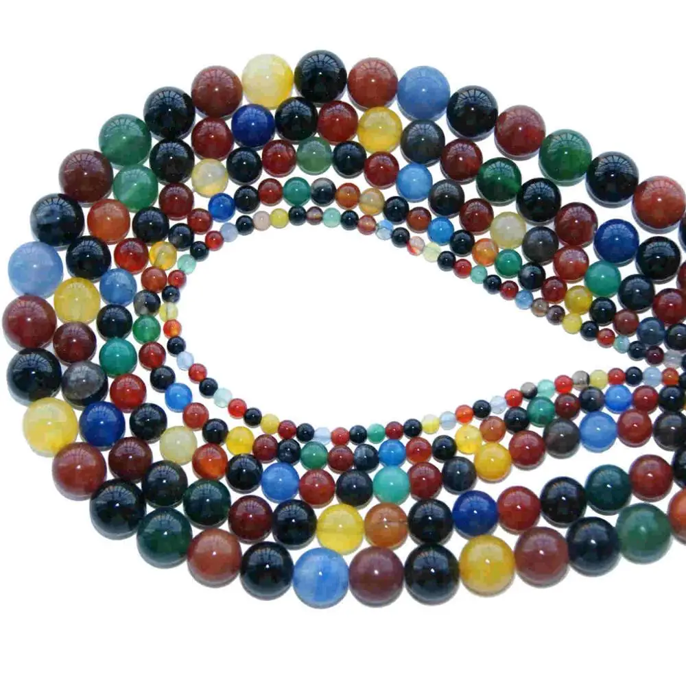 Colorful agate 4, 6, 8, 10 мм смесь природных камней Агаты бирюзы свободные каменные бусины для DIY изготовления браслета ожерелье ювелирные изделия - Цвет: Colorful agate