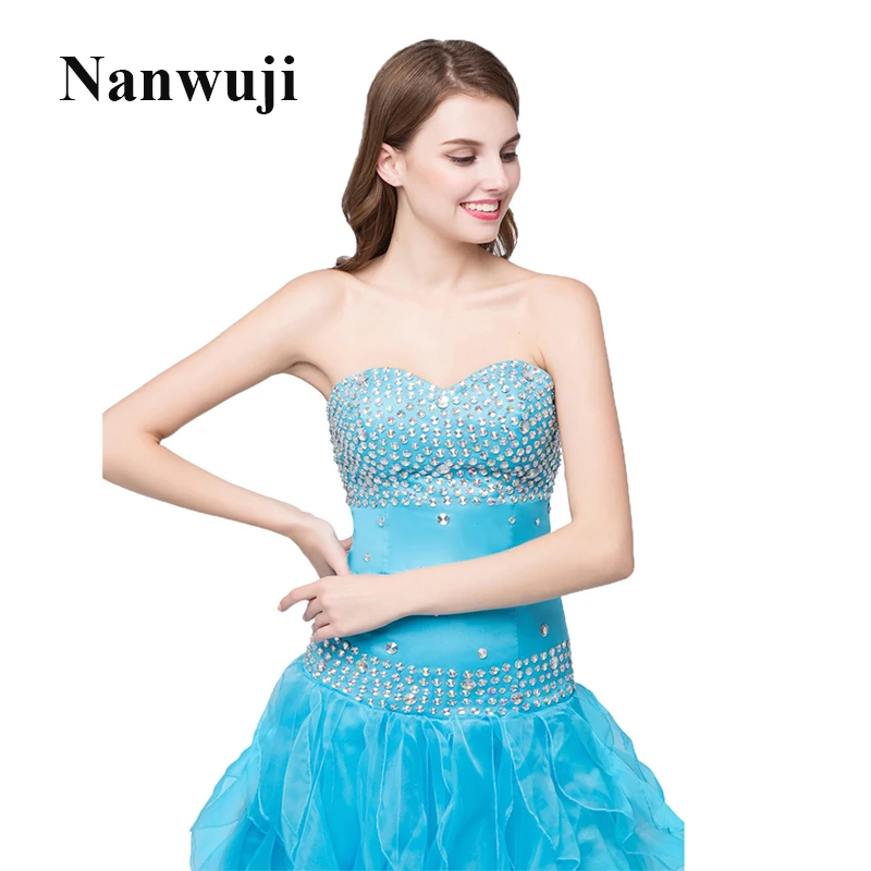 

Robe De Soiree Sweetheart ruffers blue Hi-low in Stock Evening Dress 2016 Long Cheap Appliques Evening Gowns Vestido de Festa