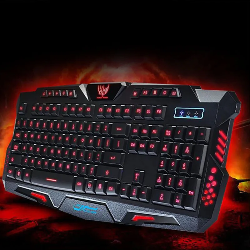 2018 Adjustable LED 3 Color Backlight Illuminated USB Wired Pro Gaming Keyboard For Desktop Notebook Computers New key panel | Компьютеры