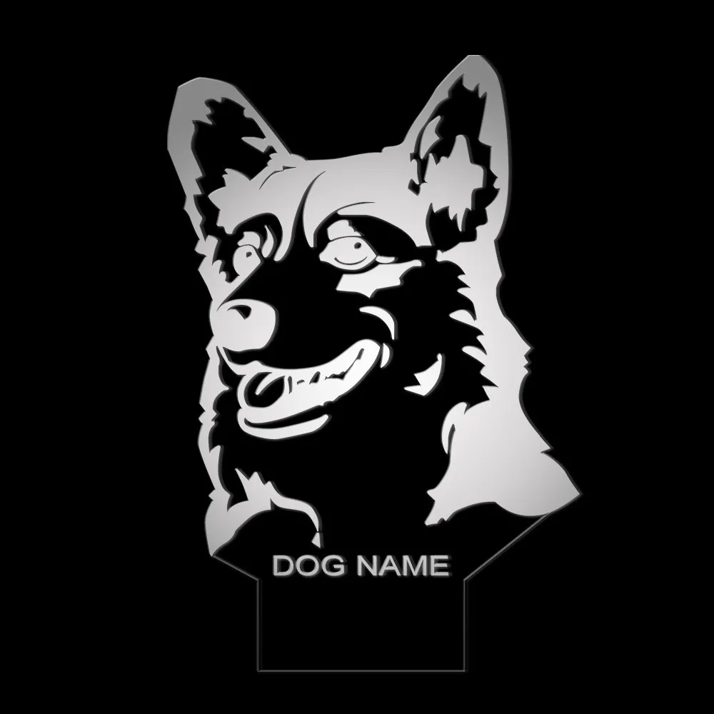 With custom name Из изображением собаки породы Вельш-корги-кардиган собаки породы 3D Оптические иллюзии светильник Животное Собака Щенок Современная Новинка Настольная лампа Декор светодиодный ночной Светильник - Цвет: With custom name