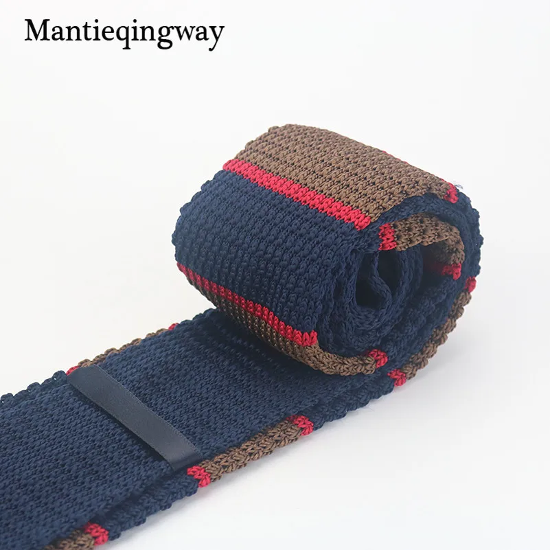 Мужские галстуки в полоску Mantieqingway 7 см для свадьбы корейский мужской вязаный