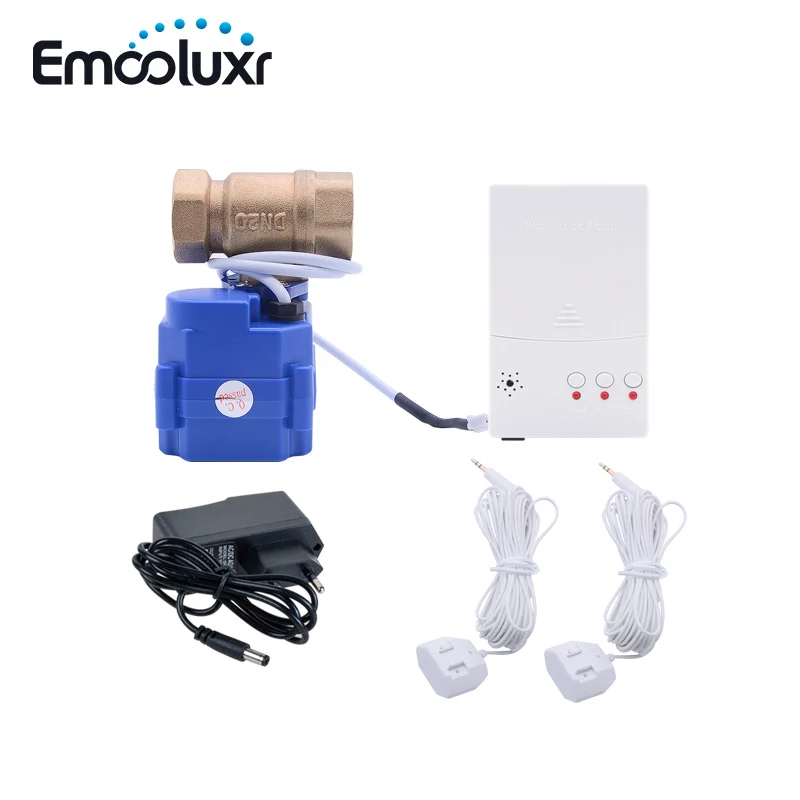 WLD-807 Water Flood Leakage Detector Alarm System for Smart Home with Auto Shut-off  Valve 6m Sensor Wire EU/US/AU Plug