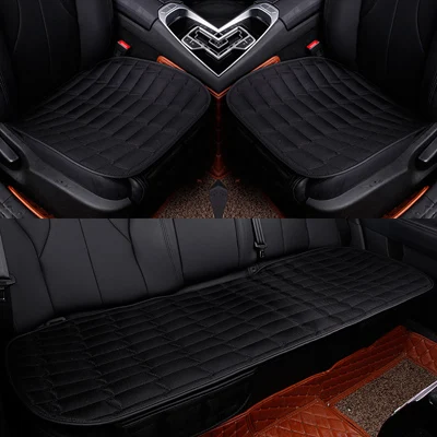 black 3pcs Подушка для автомобильного сиденья, четыре сезона, чехол для автомобильного сиденья, шелк льда, лето, переднее, заднее сиденье, коврик, покрытие, нескользящие накладки, подушка для стула - Название цвета: black 3pcs