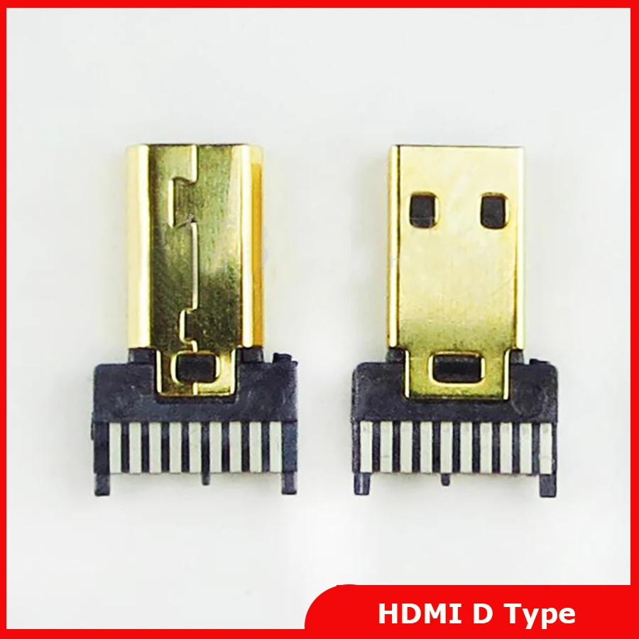 10 шт./лот позолоченный штекер Micro HDMI соединительный провод типа D без печатной