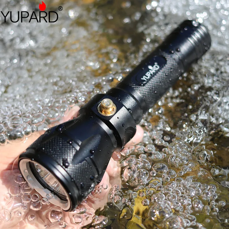 YUPARD Underwater diving 100m diver Torch XM-L2 T6 LED Lamp Waterproof Flashlight 18650 battery outdoor fishing camping hunting waterproof 6000lm 4xled l2 powerful 100m underwater diving flashlight torch lamp 2x6800mah battery dual charger