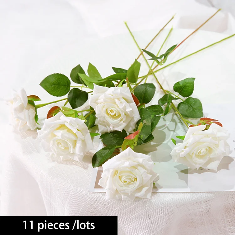 as picture color 11 шт./лот Свадебный букет из роз розы Искусственные цветы Белый Красный цвет шампанского фиолетовый розовый цветы для вечерние - Цвет: as picture color
