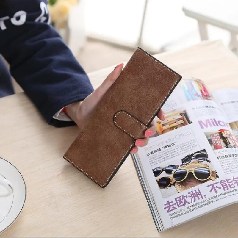brown 55 карт Модные женские кожаные длинные дизайнерские Визитницы держатель для кредитных карт portefeuille femme carteira feminina 45 - Цвет: brown