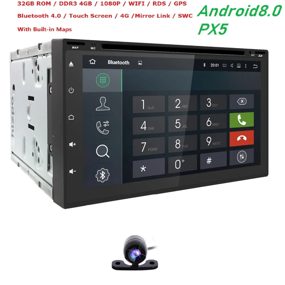 7&quotUniversal 2 din car radio gps android8.0 PX5 8OctaCore 4GB RAM 32GB ROM Car Stereo Player GPS Navigation Bluetooth USB CAM MAP |