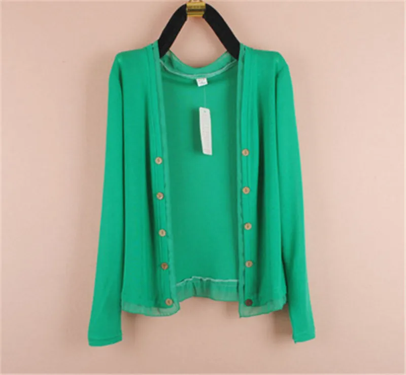 guogreen long sleeve Весна и лето большой размер 5xl Женская Солнцезащитная одежда Маленькая шаль тонкий шифон длинный рукав вязаный кардиган PZ1423 - Цвет: guogreen long sleeve