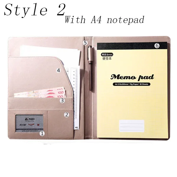 Коричневый чехол для документов из искусственной кожи A4 Notepad профессиональный