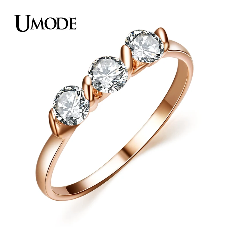 UMODE Женские ювелирные украшения: кольца с покрытием из розового золота 18к и 3