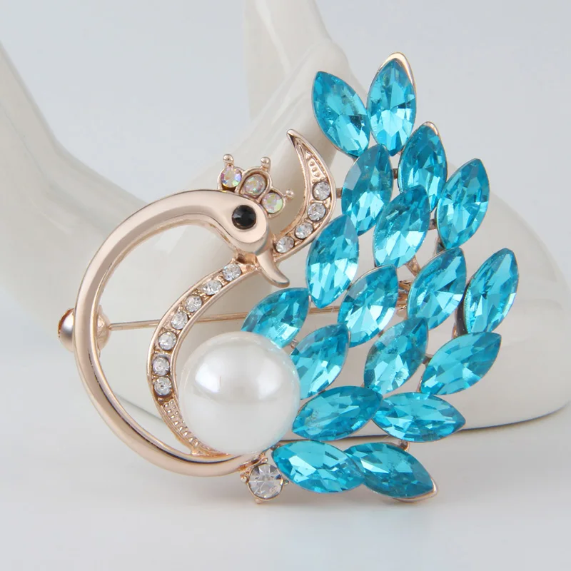 Роскошные Броши с лебедями из горного хрусталя розового золота искусственным