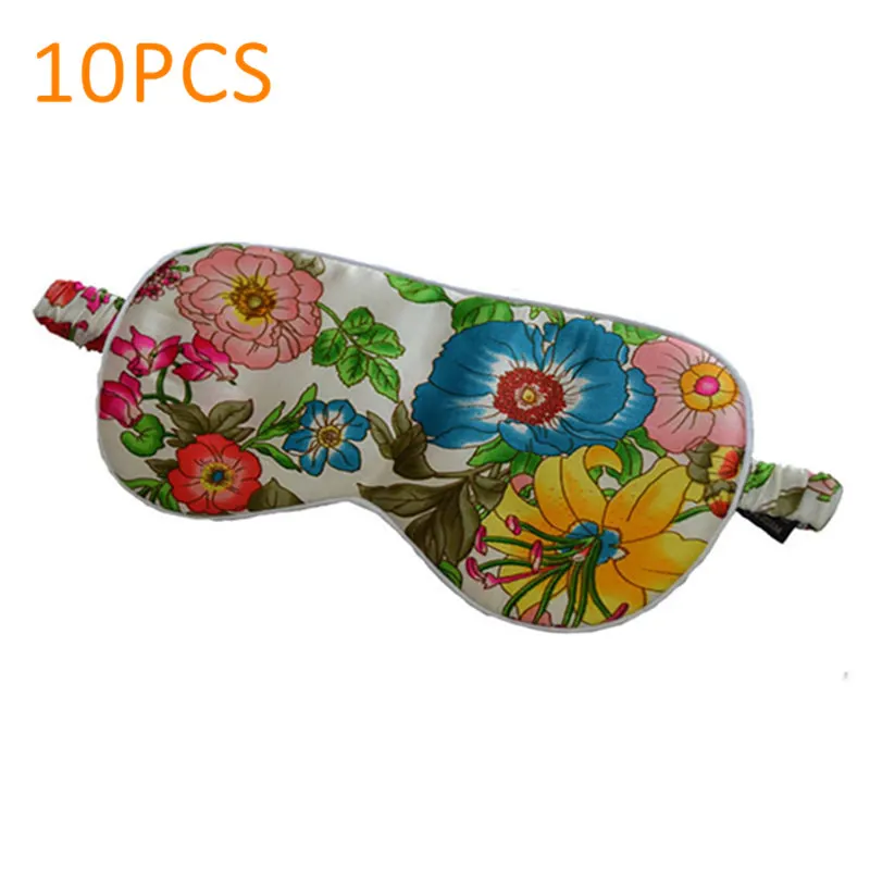 

10PCS/Lot 100% Pure Silk Sleep Eye Mask Both Sides Floral Pattern Silk Eyeshade Super Smooth Eye Cover Travel Relax Aid