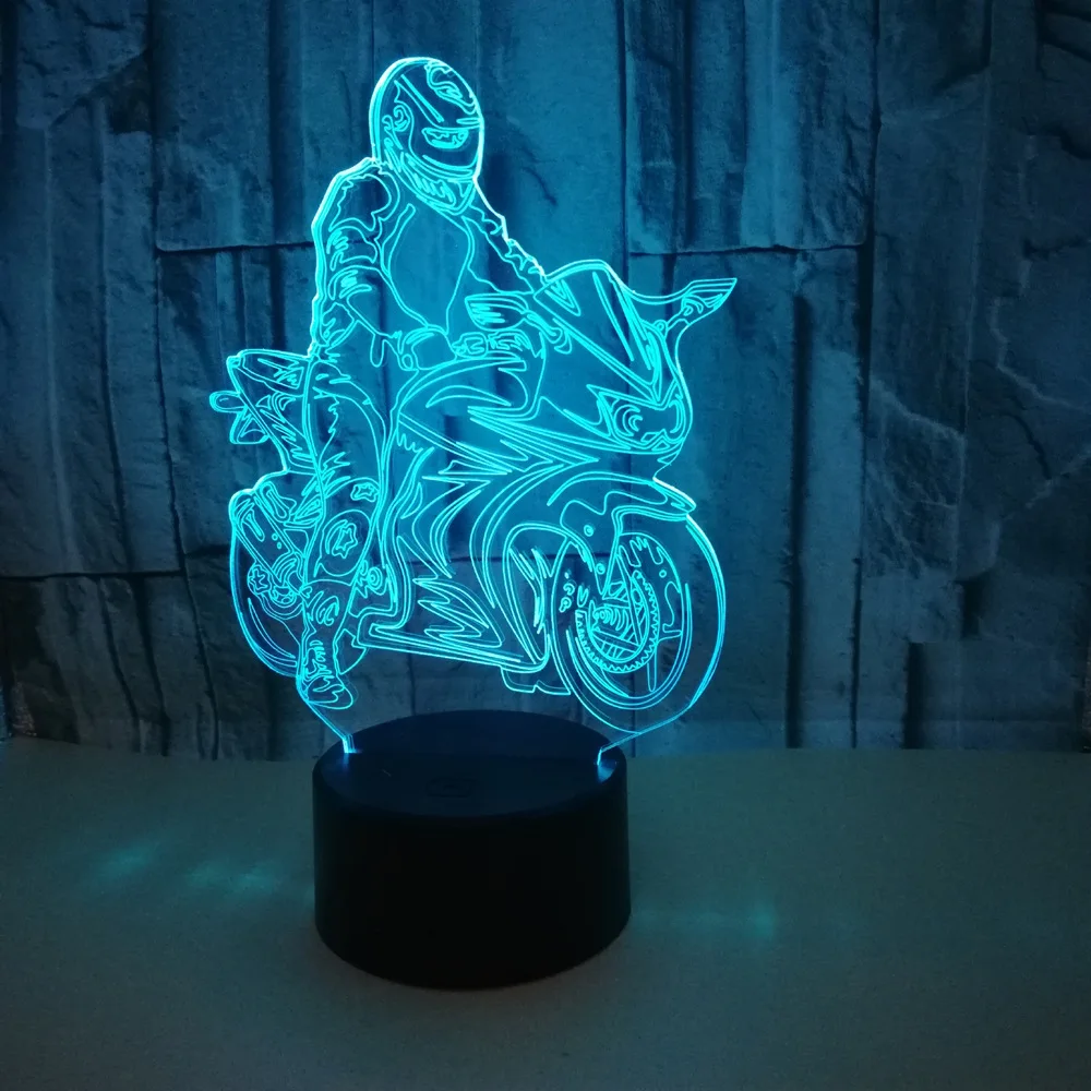 Мотоцикл 3D Светодиодная лампа прикроватная Спальня 3d светильник украшения на