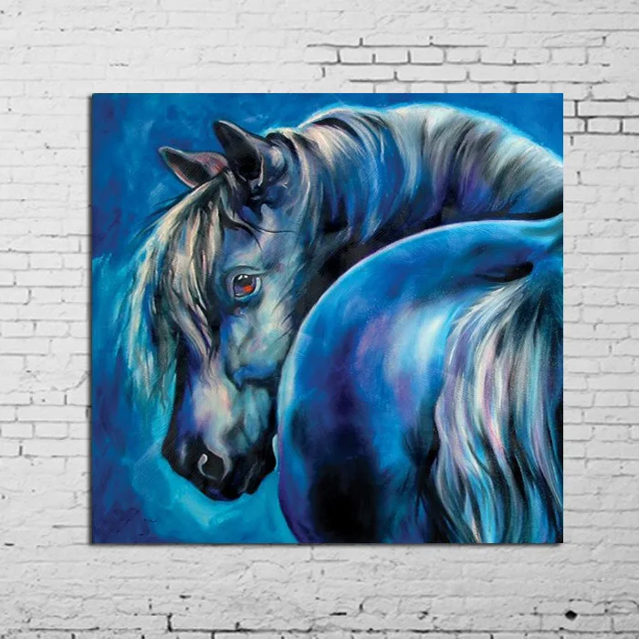 100% ручная роспись цвета в синем лошадином масле Современное Абстрактное