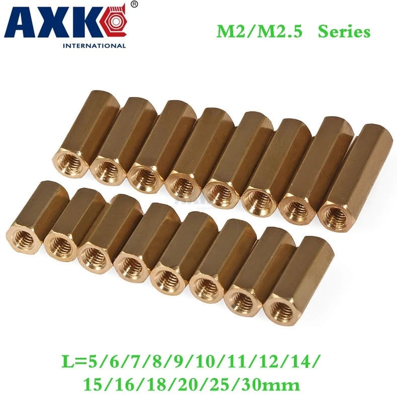 2021 Parafusos Axk 100pcs Thread M2 M2.5 Hex Brass Standoff Spacer Female To Spacing Screws Long Nuts L=5/6/8/10/12/15/20/25mm |