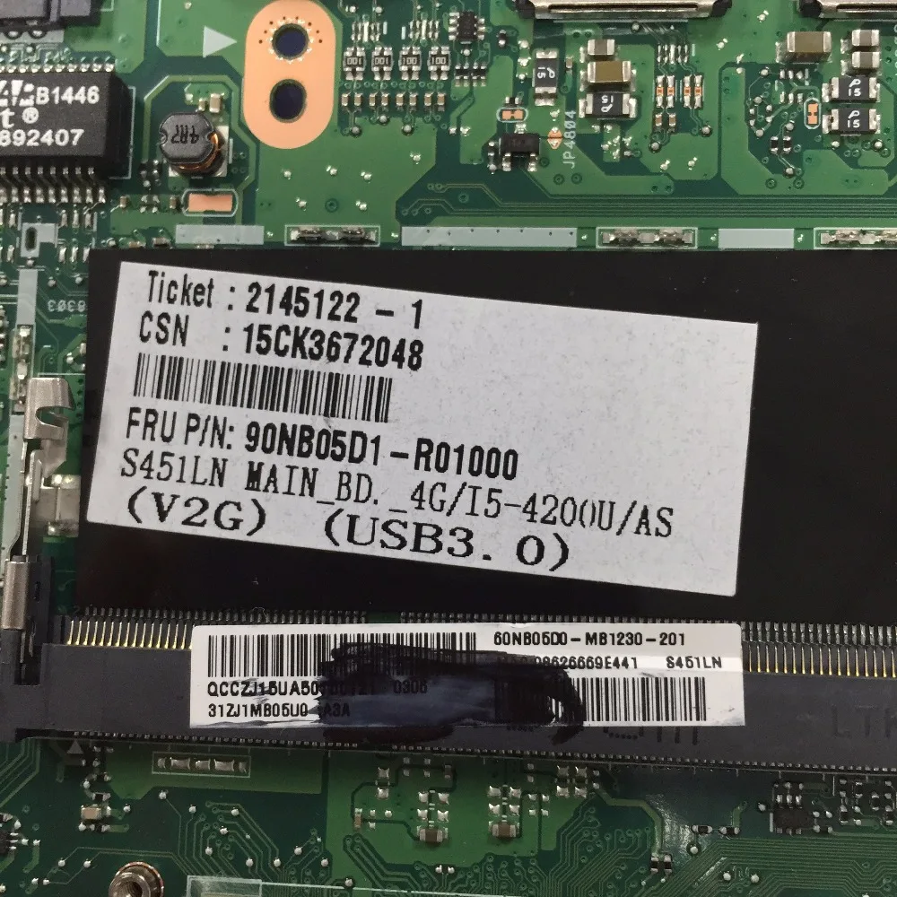 KEFU S451LN материнская плата для ASUS S451 S451L V451 V451L S451LB ноутбука I5-4200U 4 Гб RAM новая