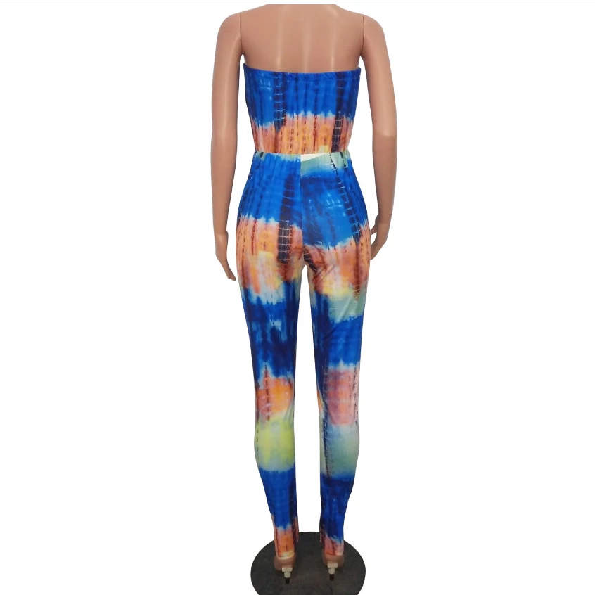 

Women Stretchy Printed Sleeveless Skinny Outfits Playsuit Jumpsuits Bodycon Sexy Rompers Club backless Wrap Chest Jumpsuits