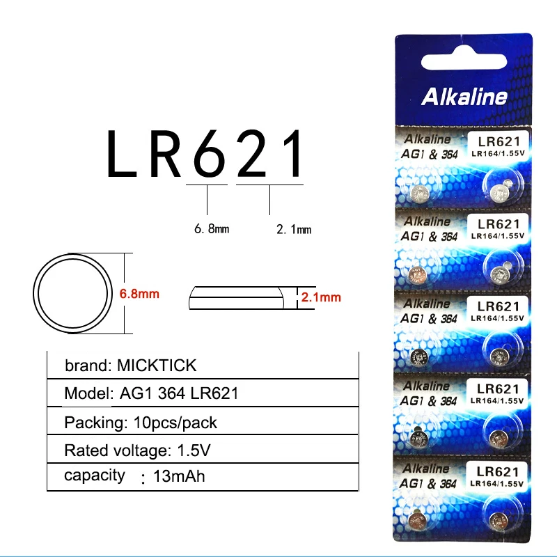 10 шт. 1 карты AG1 55 в литий ионная кнопка батареи для монет LR621 364A SR621W LR60 игрушек