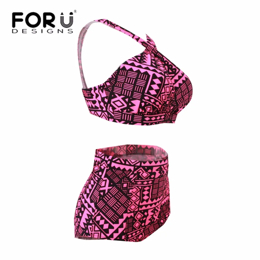 FORUDESIGNS Plus Size Swimwear Women Swimsuit 2018 Bikinis High Waist Bathing Suits Print Retro Floral Bikini Set Swim Wear 5XL |