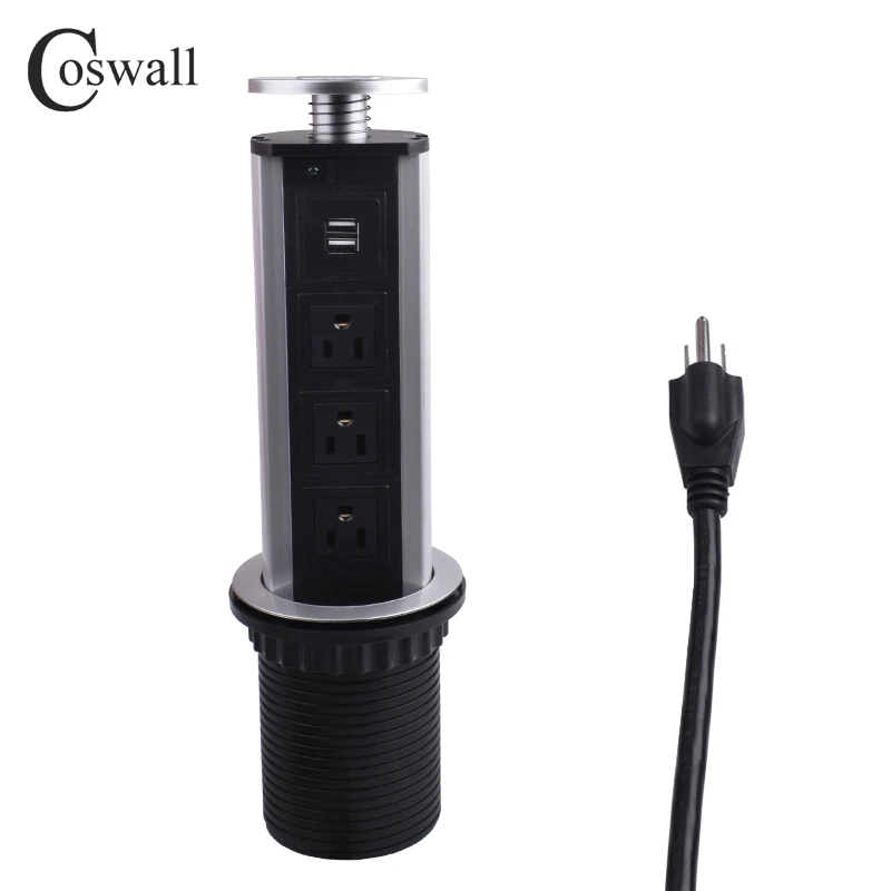 COSWALL 15A PULL POP UP 3 power US Socket 2 usb порт для зарядки кухонные настольные розетки
