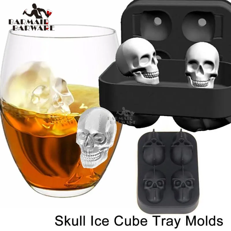 

Ice Mold Silicone Ice Cube Tray Mould Shape Ball Skull Four Giant Skull Round Ice Cube Maker Black Ice Tray