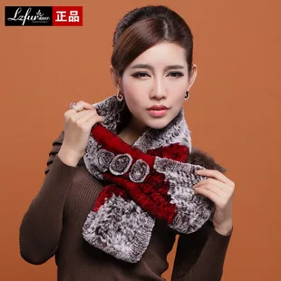 (TopFurMall) женские модные настоящие вязаные шарфы из меха кролика рекс с цветочным