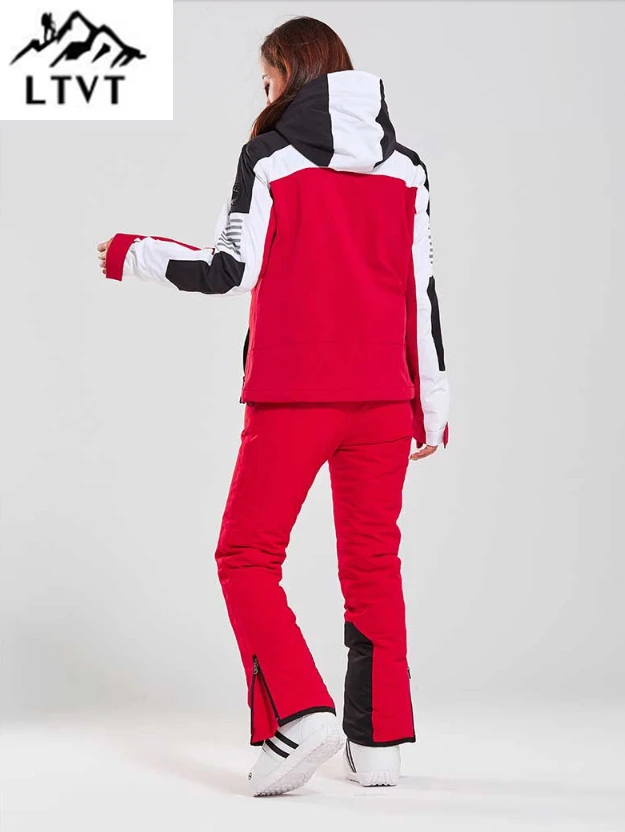 

LTVT Double Board Female Ski Suit Couple Single Double Board Waterproof Thick Hanging Strap Detachable Slim fit Women Ski Set