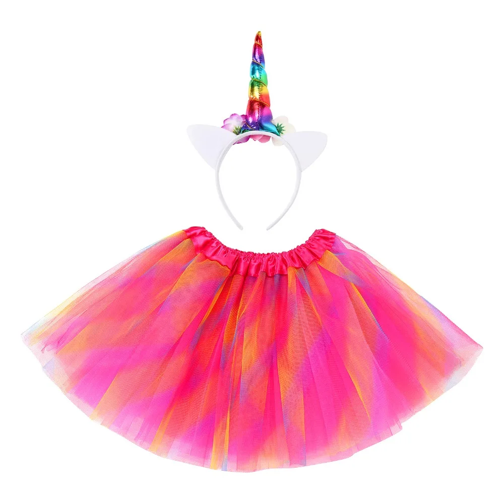 Летнее платье для маленьких девочек с единорогом повязка на голову принцессы