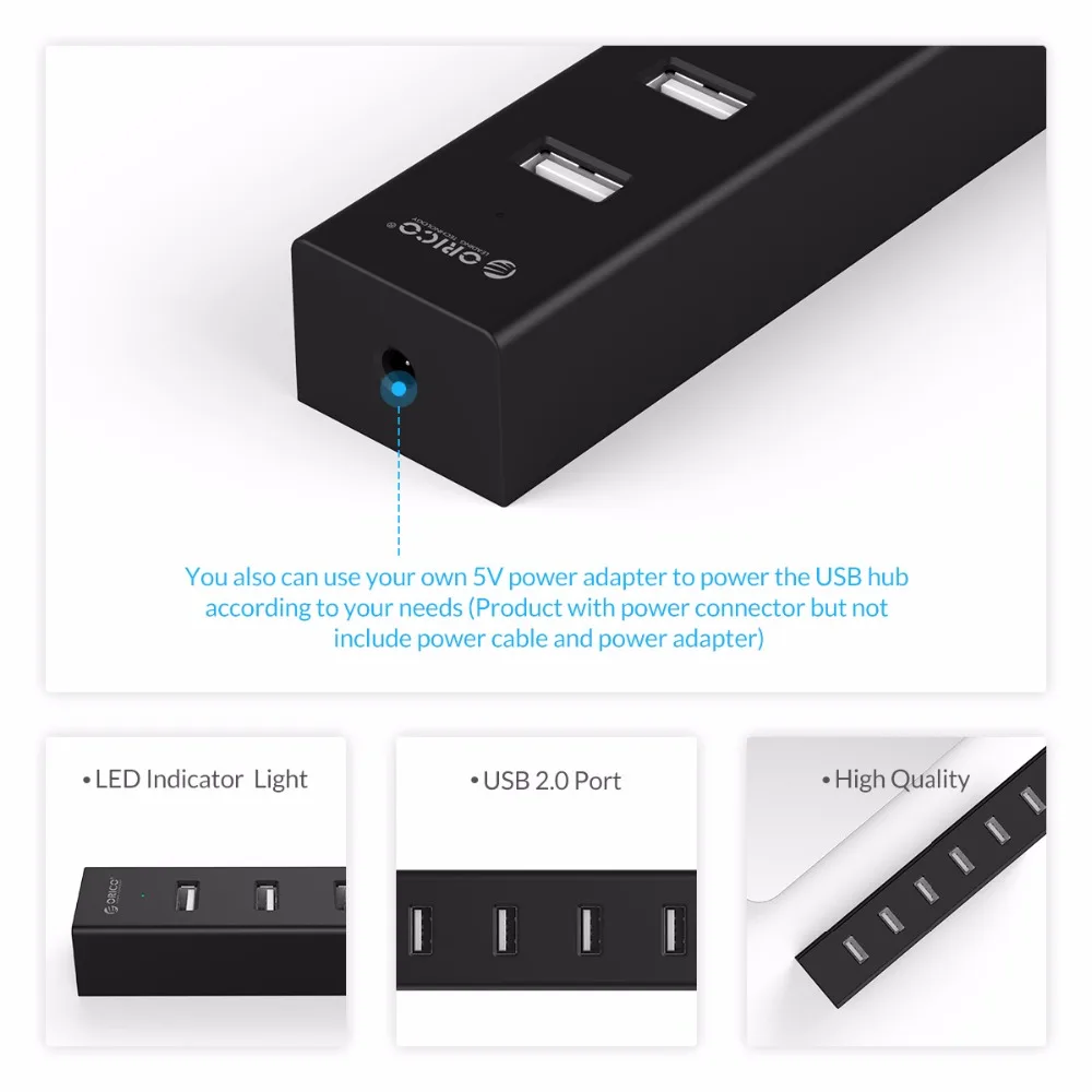 ORICO 7 портов USB 2 0 концентратор SuperSpeed с 100 см кабель для передачи данных Windows
