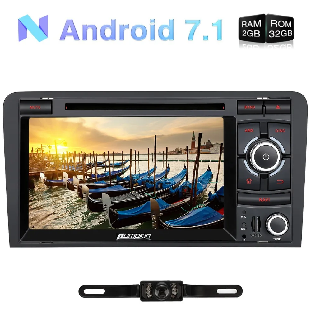 Pumpkin 2 Din7 "Android 7 1 Автомобильный мультимедийный DVD плеер для Audi A3 2003 2011 GPS