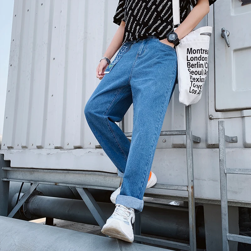 Grapefruit beauty Official Store2019 Summer New Men's Thin Light Jeans Casual loose Blue Trousers Male Brand pants | Мужская одежда