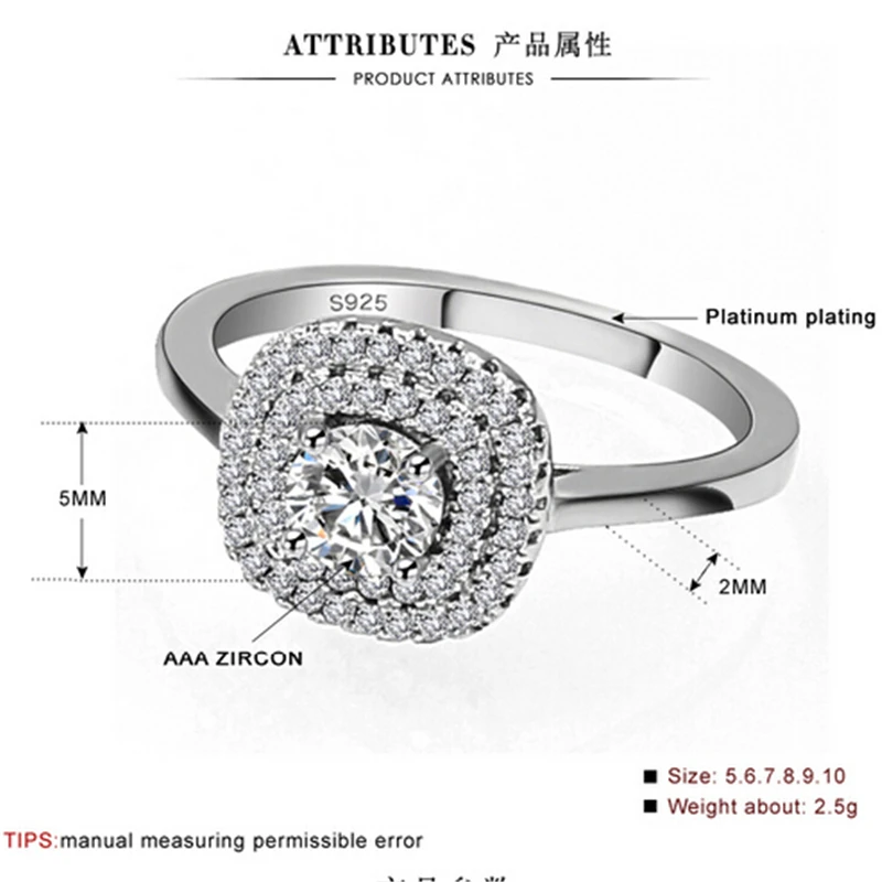 Новинка 2020 большие кольца из циркония для женщин стерлингового серебра| |