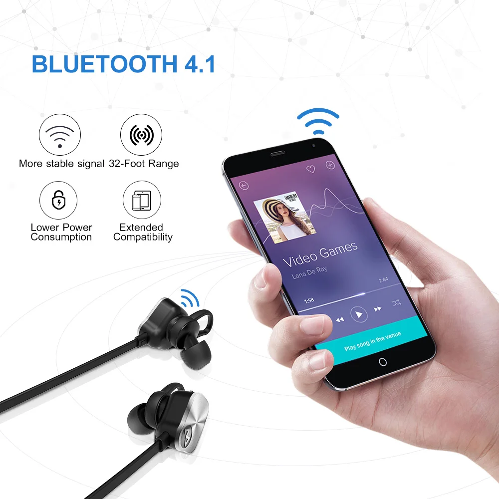 Оригинальные Mpow Coach Bluetooth 4 1 наушники беспроводные стерео музыка спортивные с