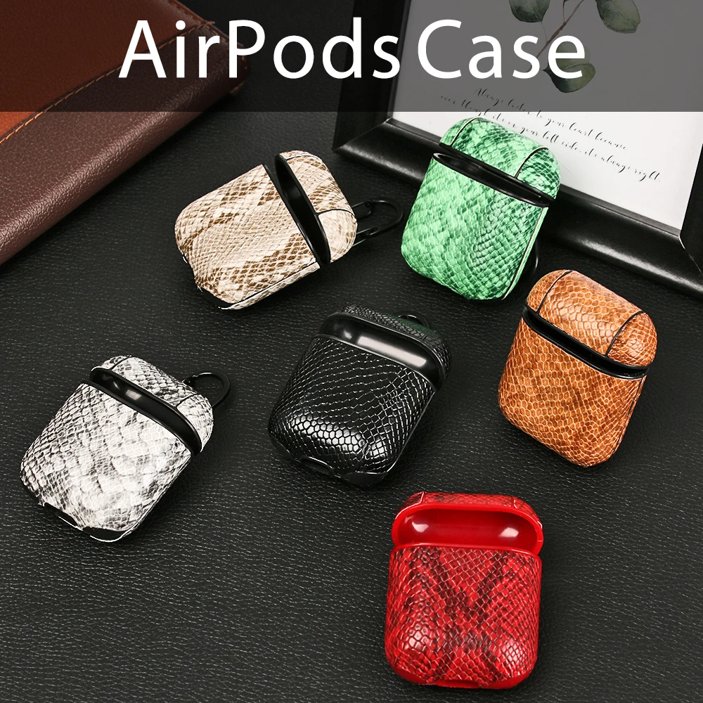 1 шт. кожаный чехол со змеиным принтом с карабином, защитный чехол для Apple AirPods, наушники, сотовые телефоны и аксессуары