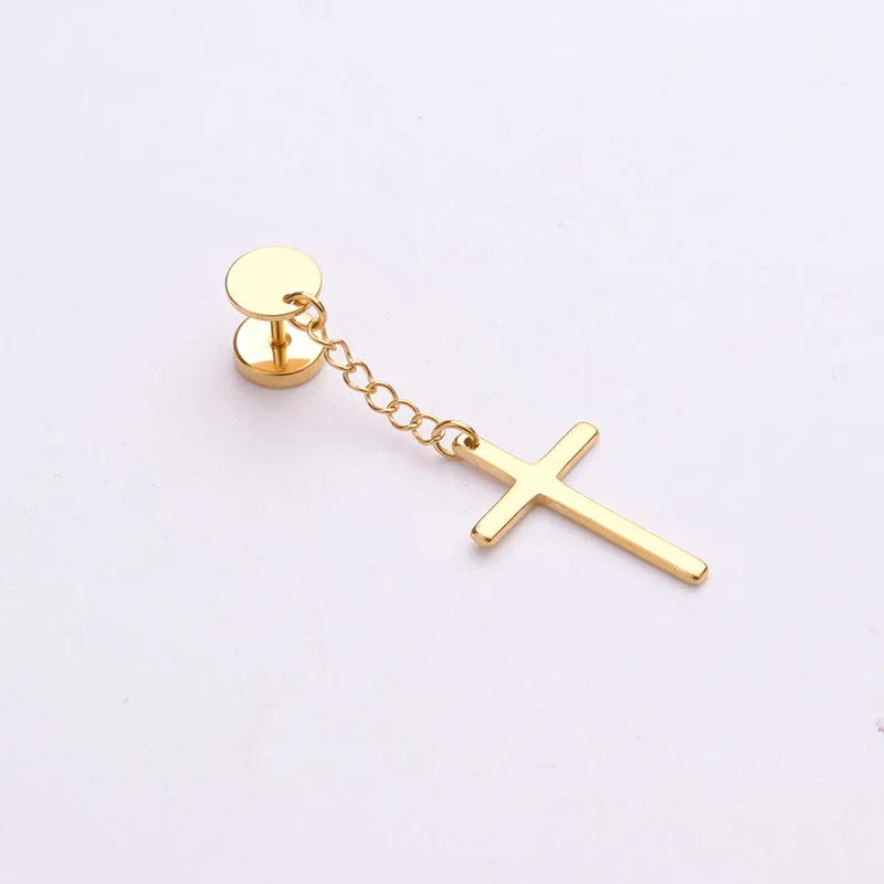 1 шт. Нержавеющая сталь крест, серьги с цепочкой Earcuff серьги с природным спиральный для хряща для ушей, для женщин и мужчин ювелирные изделия