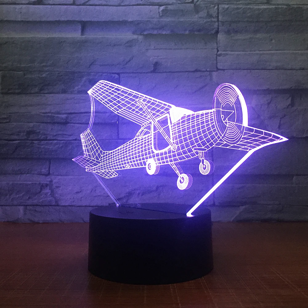 Пульт дистанционного управления летательный аппарат самолет 3D светодиодный настольный светильник Оптическая иллюзия Ночной светильник 7 цветов