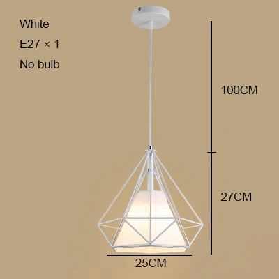 Type 11 no bulb Современный промышленный подвесной светильник в виде клетки, винтажная железная Подвесная лампа, лампа в виде бриллиантовой пирамиды, птицы, лофт, лампа для столовой, кухни - Цвет корпуса: Type 11 no bulb