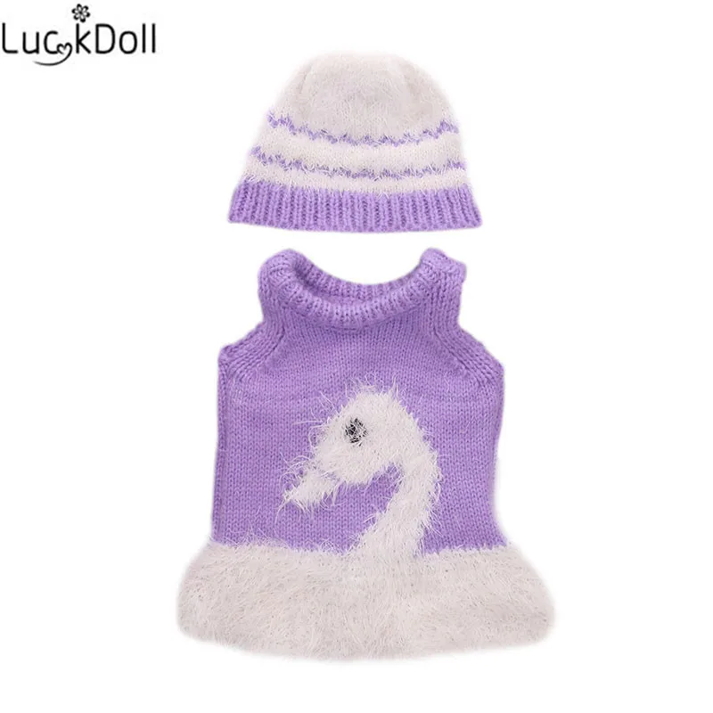 Вязаная вязаная кукла LUCKDOLL + шапка подходит для 18-дюймовых американских кукол 43