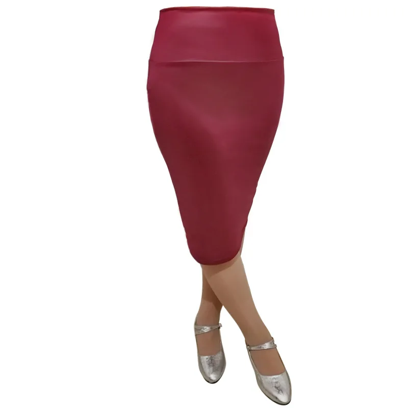 Юбка миди из искусственной кожи с высокой талией весна 2020 сексуальная юбка