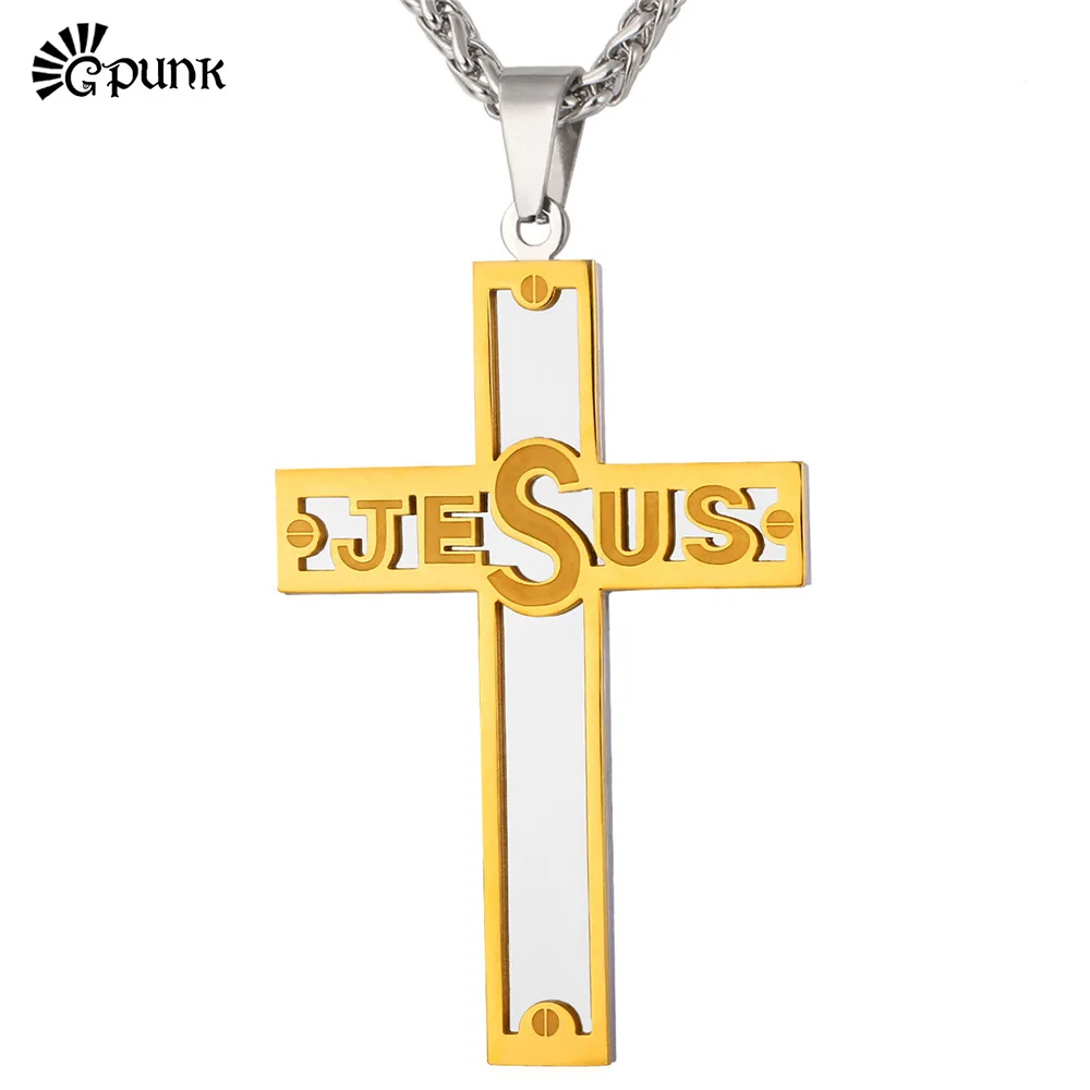 Подвеска в виде Креста Иисуса Кристиан для мужчин ювелирные изделия 316L
