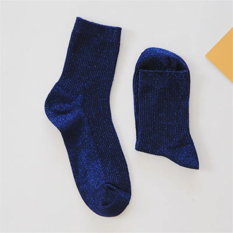 

New Colorful Shiny Glitter Socks Women Fashion Gold Silk Shining Socks Shiny Calcetines Mujer Cute Kawaii Long Socks For Women