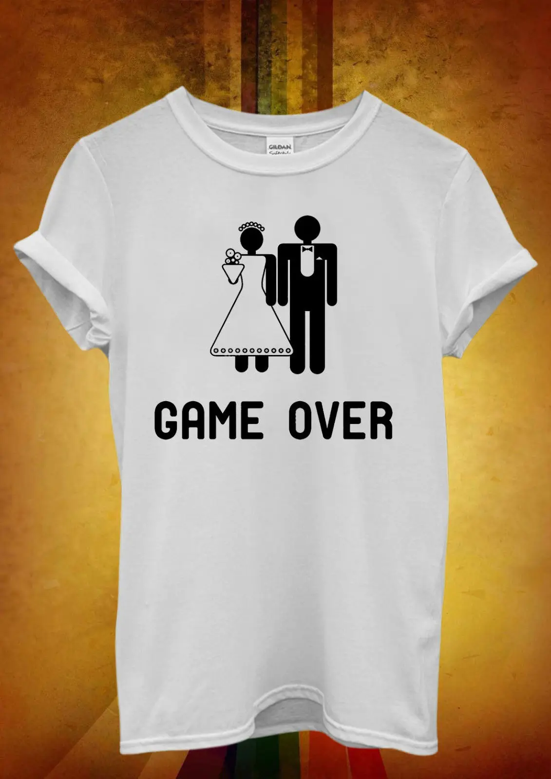 Забавная хипстерская футболка для мужчин и женщин с надписью Game Over Wedding Joke майка