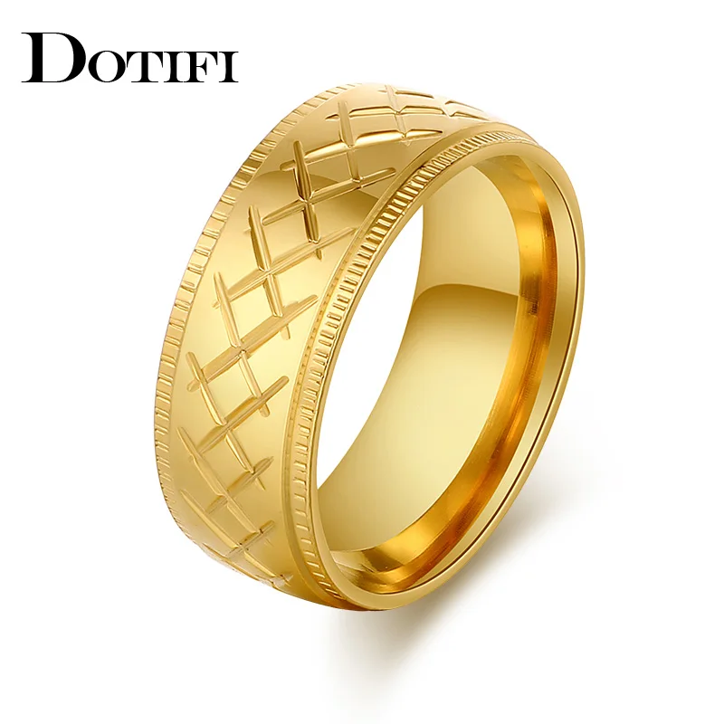 Женские кольца из нержавеющей стали DOTIFI 316L 8 мм Золотое кольцо с сеткой для